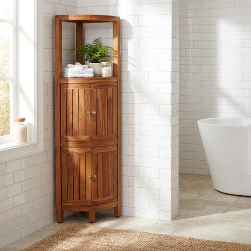 Kai Fully Assembled Corner Teak Storage & Display Cabinet