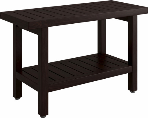 30" Spa Mocha-Shield Teak Shower Bench with Shelf