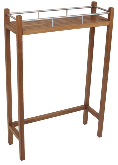 Patented Sula Teak & Stainless Over-Commode Storage
