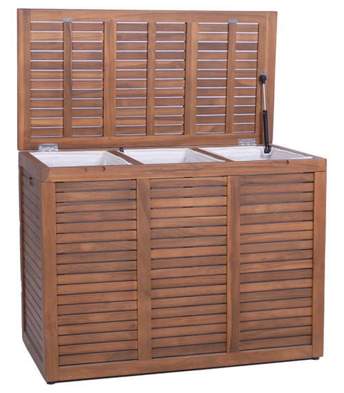 Spa Large-Size Triple Teak Laundry and Storage Hamper