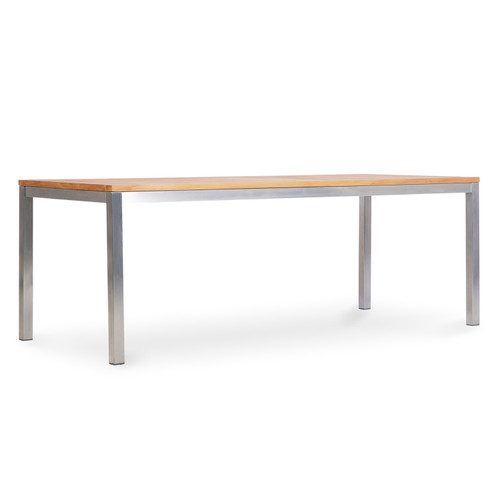 Blend 82.7" x 35.5" Teak & Stainless Steel Rectangular Dining Table