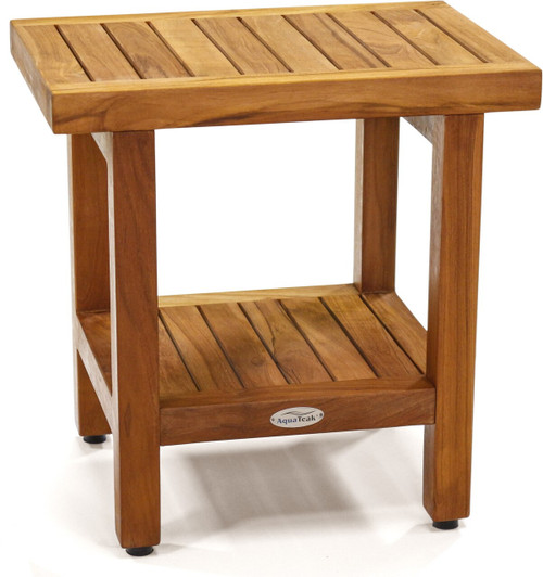 The Original 18" Spa Teak Shower Bench with Shelf