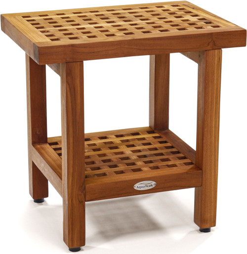 The Original 18" Grate™ Teak Shower Bench with Shelf