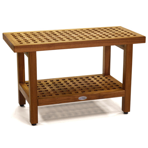 The Original 30" Grate Teak Shower Bench with Shelf
