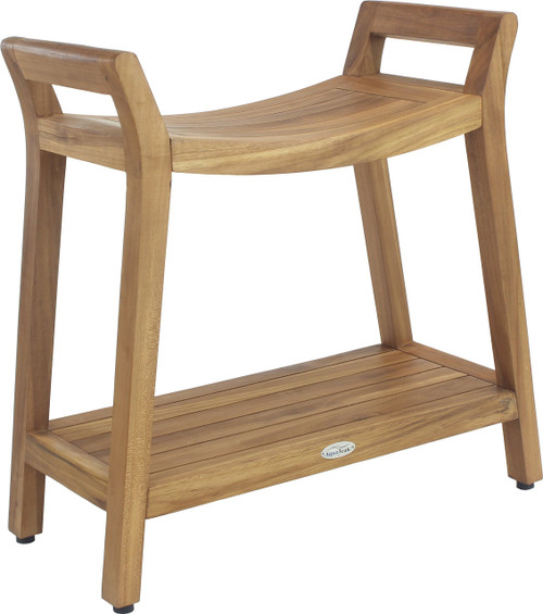 Patented Asia Ascend Teak Shower Bench with Elevated Height and Shelf