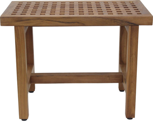 24" Grate Lotus Teak Shower Bench