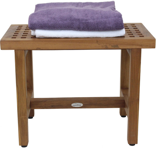 24" Grate Lotus Teak Shower Bench