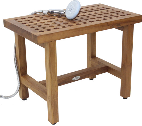 24" Grate Lotus Teak Shower Bench