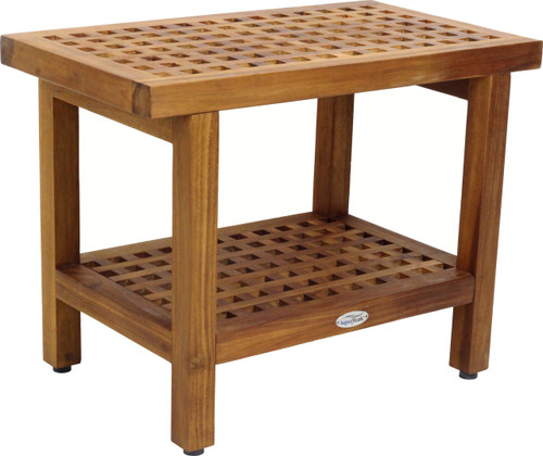 24" Wide Grate™ Teak Side Table with Shelf
