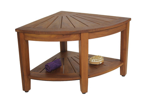 The Original 22" Kai Corner Teak Shower Bench with Shelf