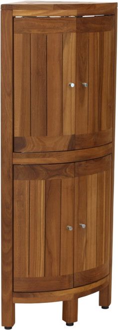 Kai Corner 3 Shelf Corner Stand with Square Legs & Front Facing Doors