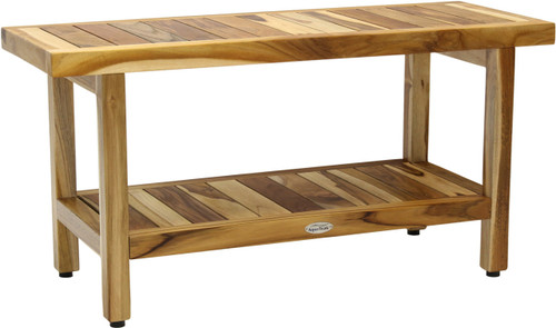 36" Spa-Shield Teak Shower Bench with Shelf