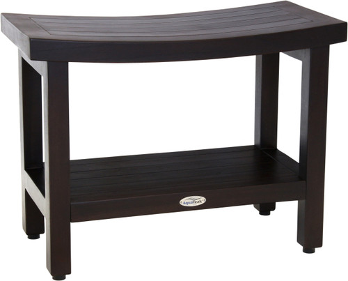 Patented 24" Sumba Mocha-Shield Teak Shower Bench with Shelf
