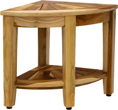 15.5" Kai™ Clear-Shield Corner Teak Shower Bench with Shelf