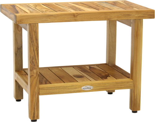 24" Spa™ Clear-Shield Teak Shower Bench with Shelf