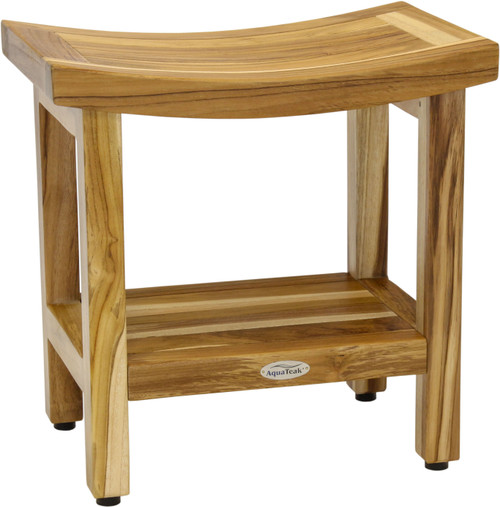 Patented 18" Sumba Clear-Shield Teak Shower Bench with Shelf