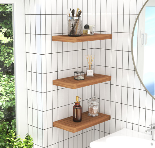 18" Moa™ Teak Flat Wall Shelf