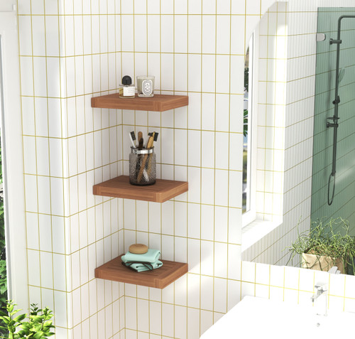 12" Moa™ Teak Flat Wall Shelf