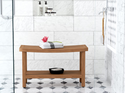 Moa™ Straight Teak Shower Shelf - Storage For Your Shower I AquaTeak