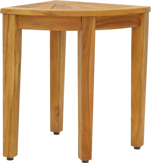 15.5" Kai Corner Teak Shower Bench with Elevated Height