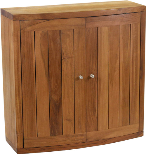 Manada Wall-Mounted Teak Storage Cabinet with Doors
