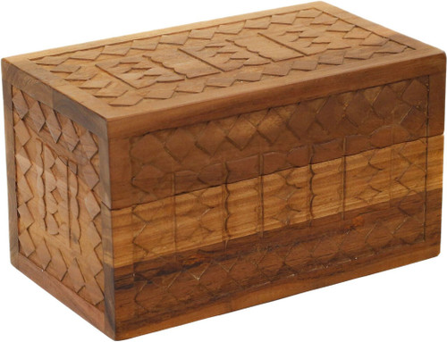Manada Small Carved Teak Storage Box