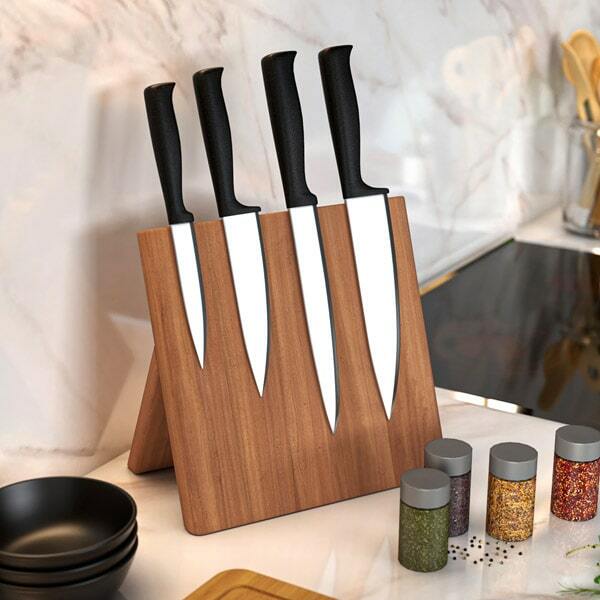 Coninx Stainless Steel Kitchen Knife Block - Modern Oval Kitchen