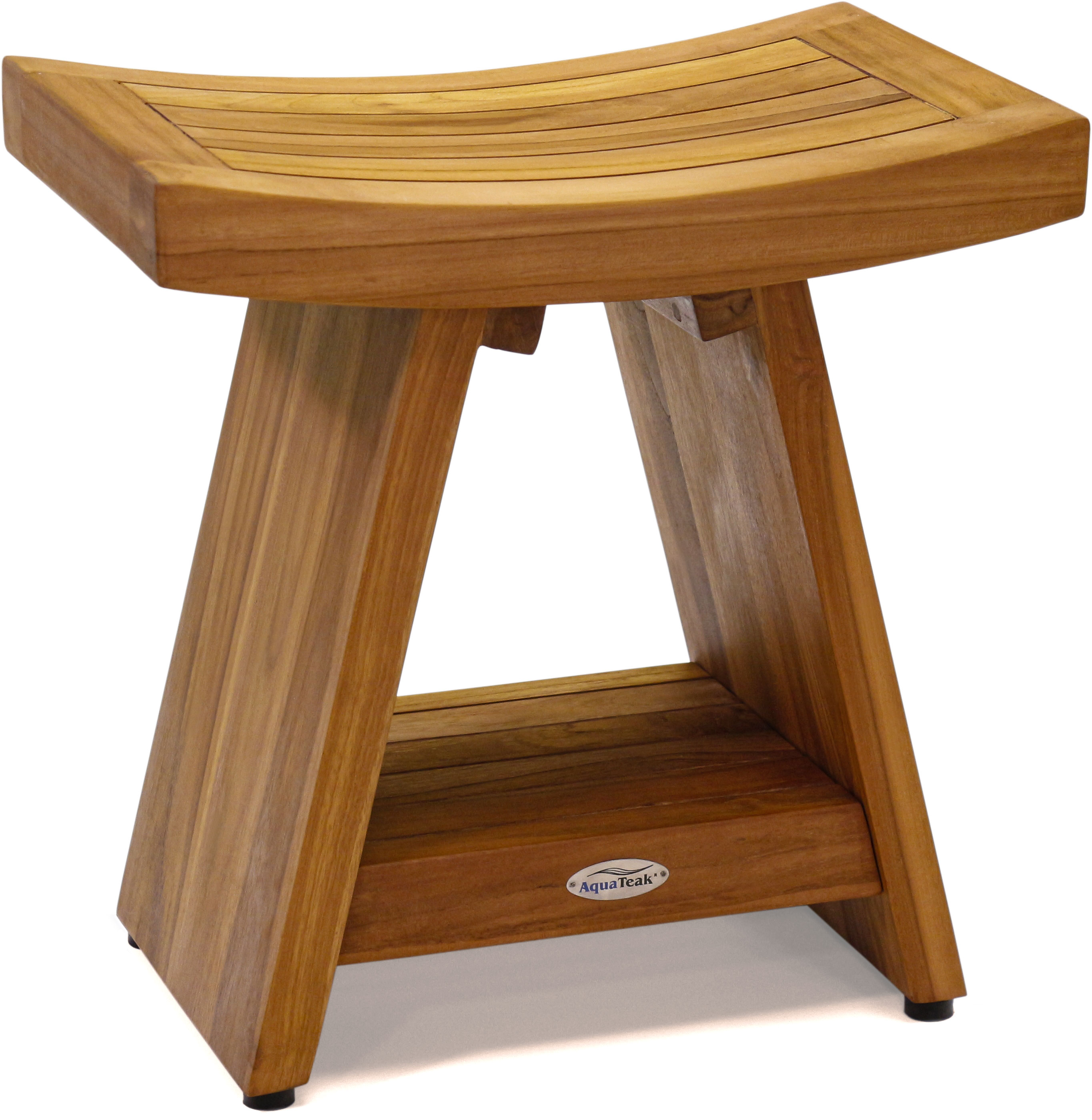 18" Asia® Teak Shower Bench with Shelf - Modern Teak ...
