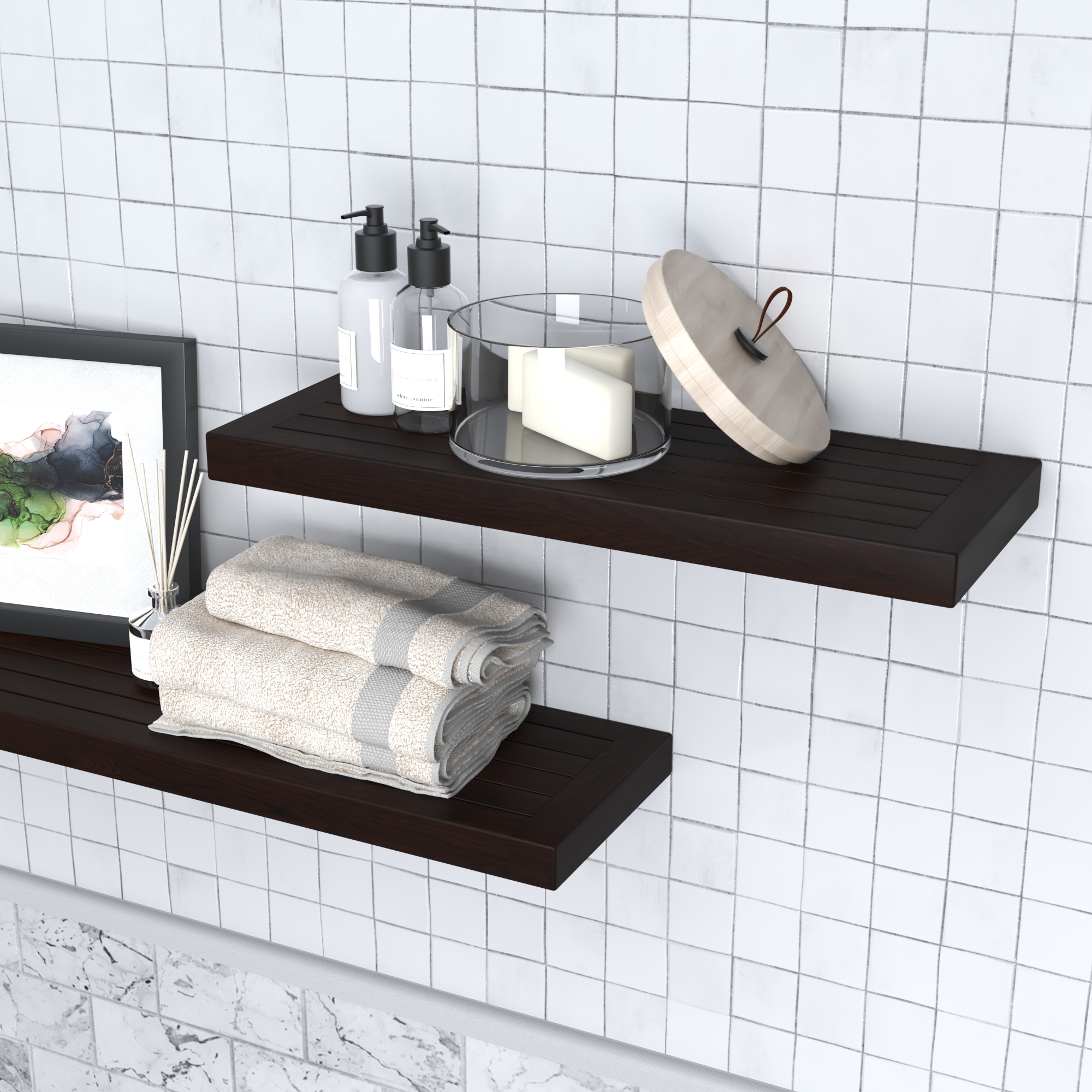 The Original Moa™ Straight Teak Shower Shelf