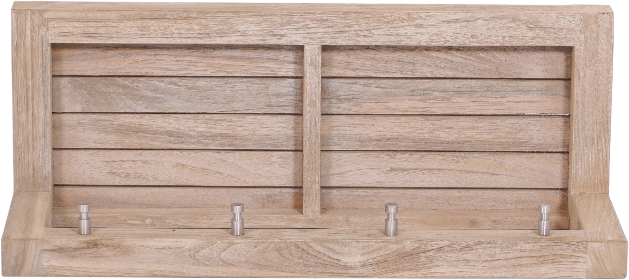 24" MoaMist™ Wall Shelf & Hooks — Teak Bath Stool & Accessories