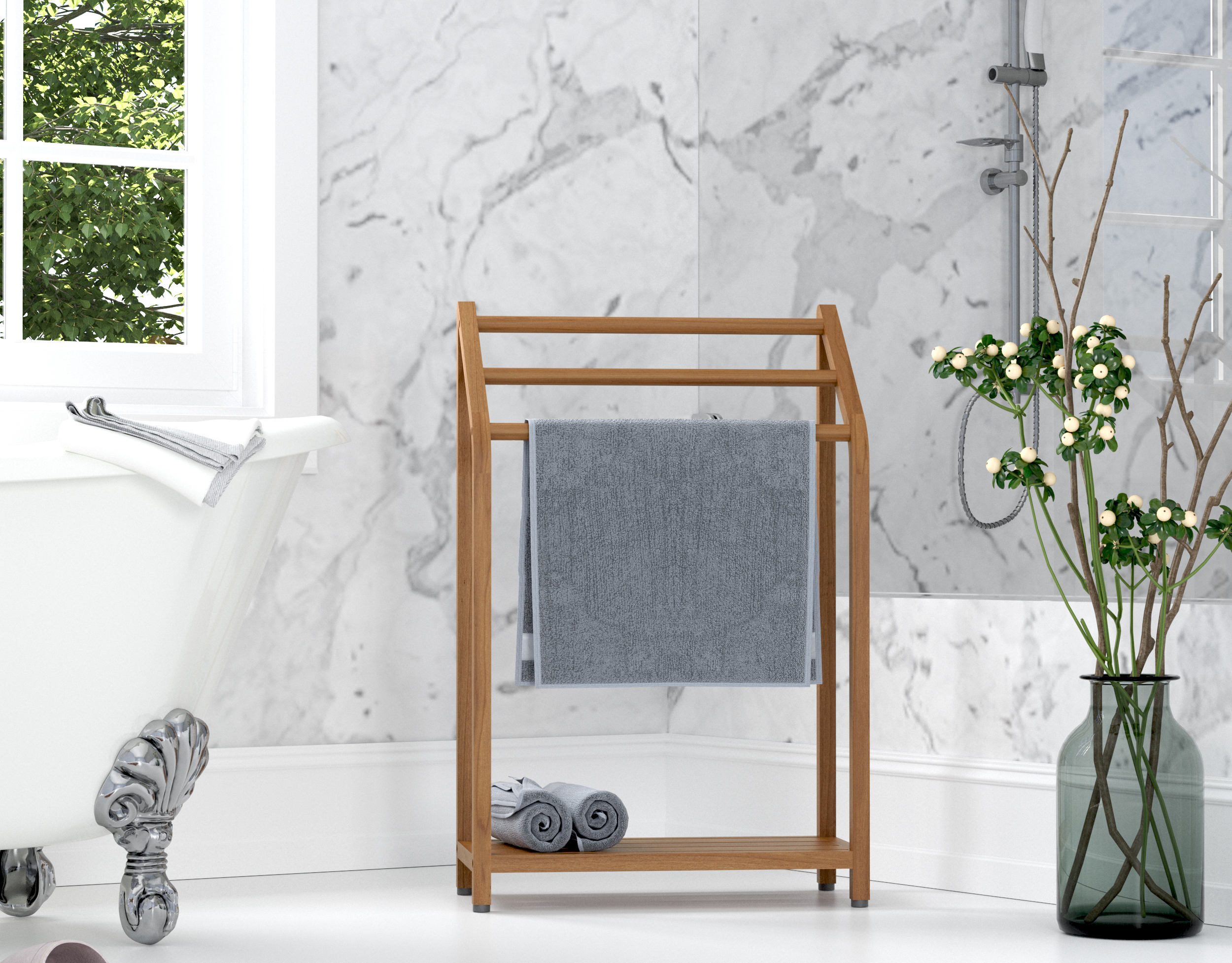 Westminster Teak Wood Waterproof Towel Shelf