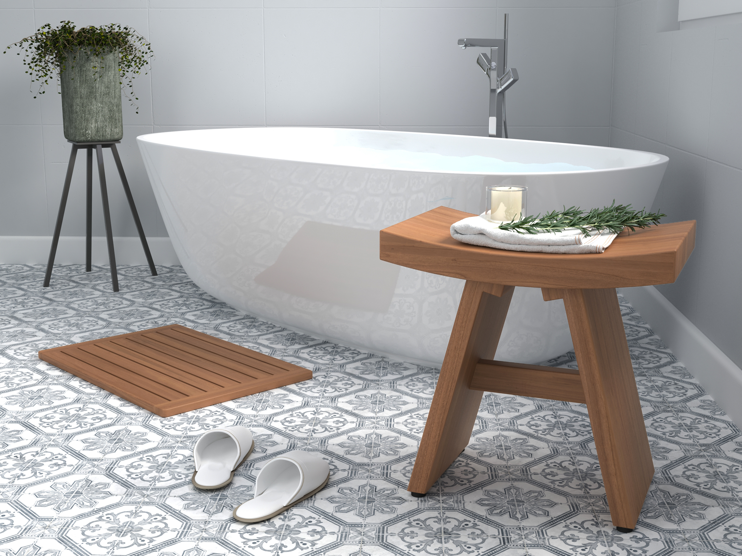 Grate™ Teak Bath Shower Mat - Step Onto Teak! I AquaTeak