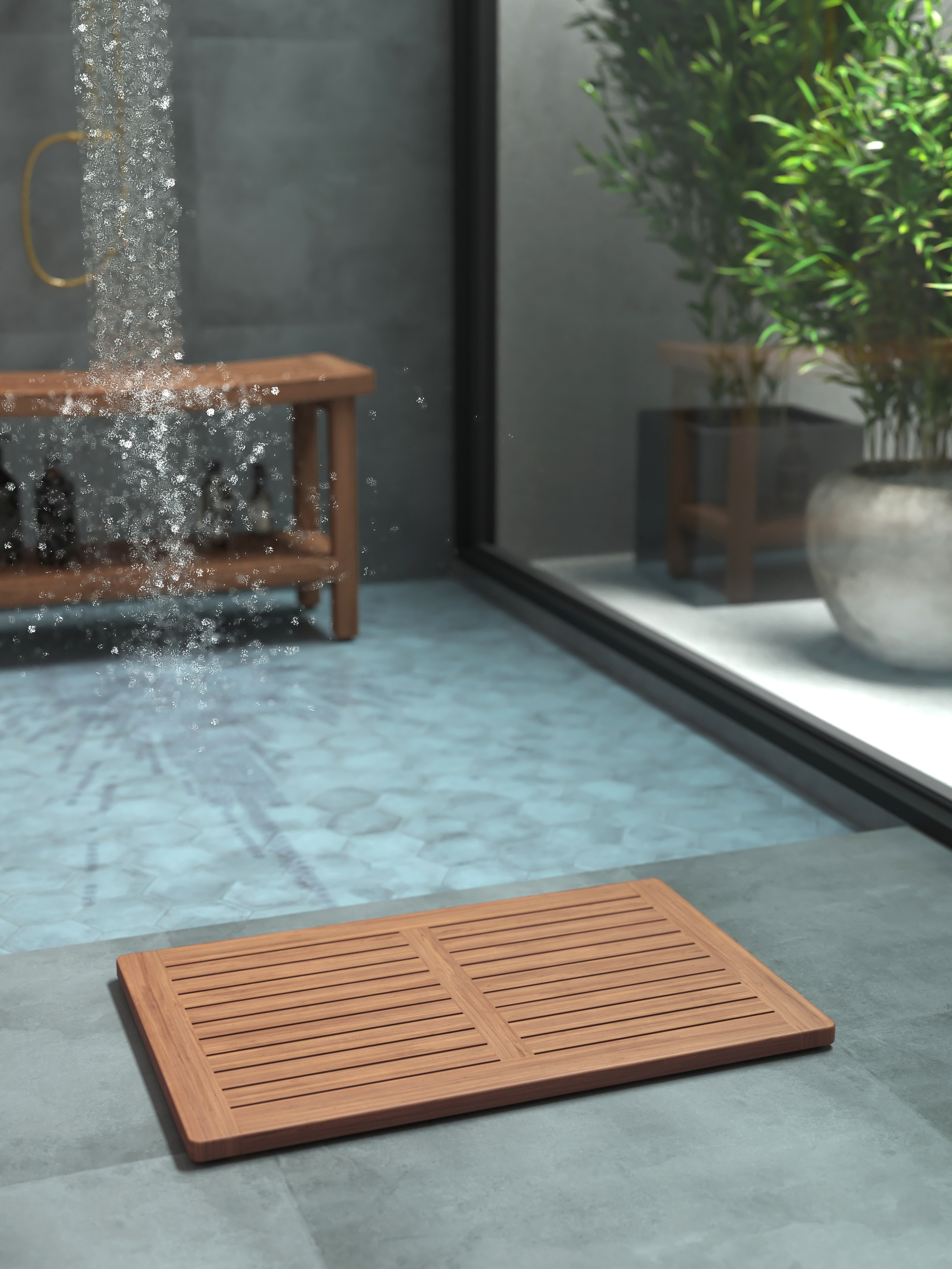 AquaTeak Spa-Mist Teak Bath & Shower Mat