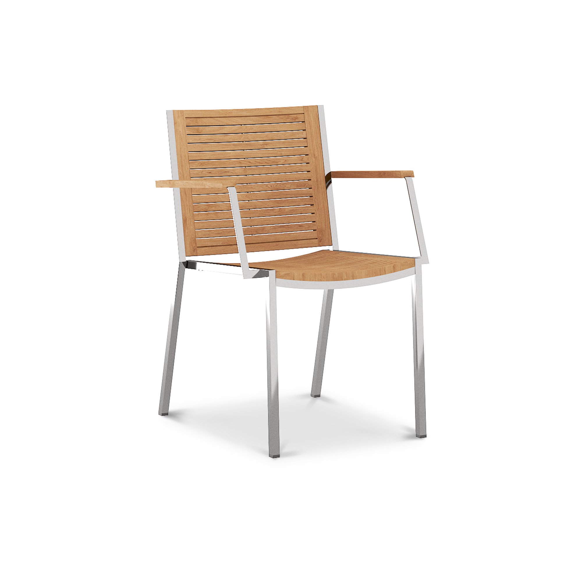 The Supreme™ Stacking Teak & Stainless Steel Arm Chair.
