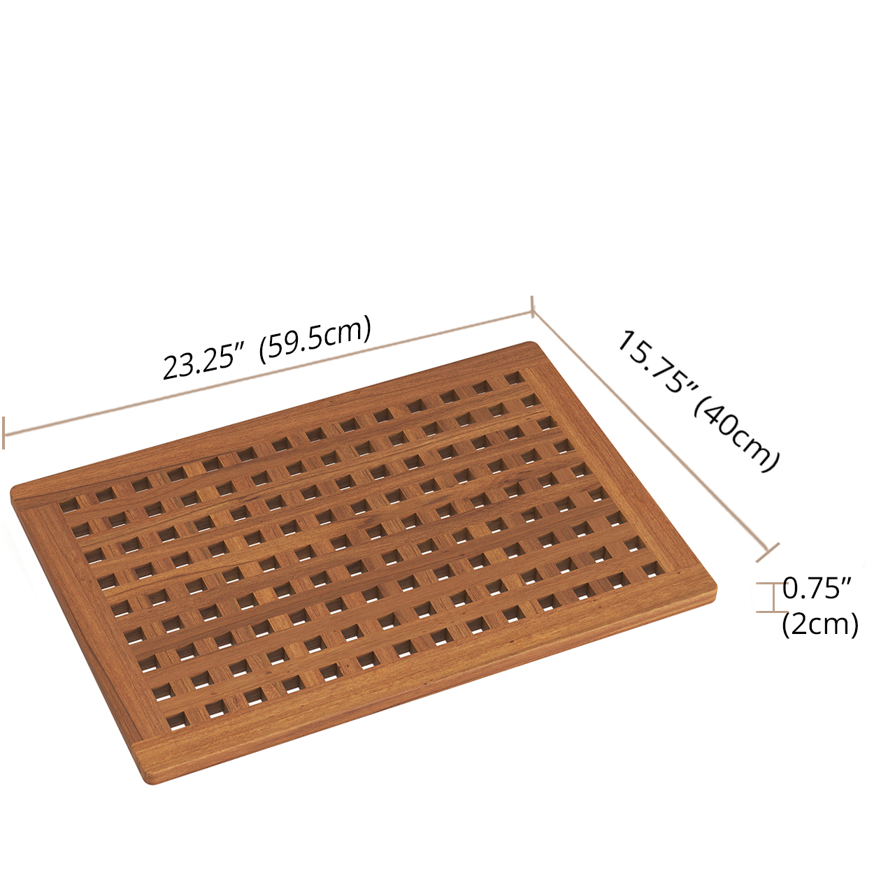 Aqua Teak Grate™ Teak & Wood Bath Rug with Non-Slip Backing