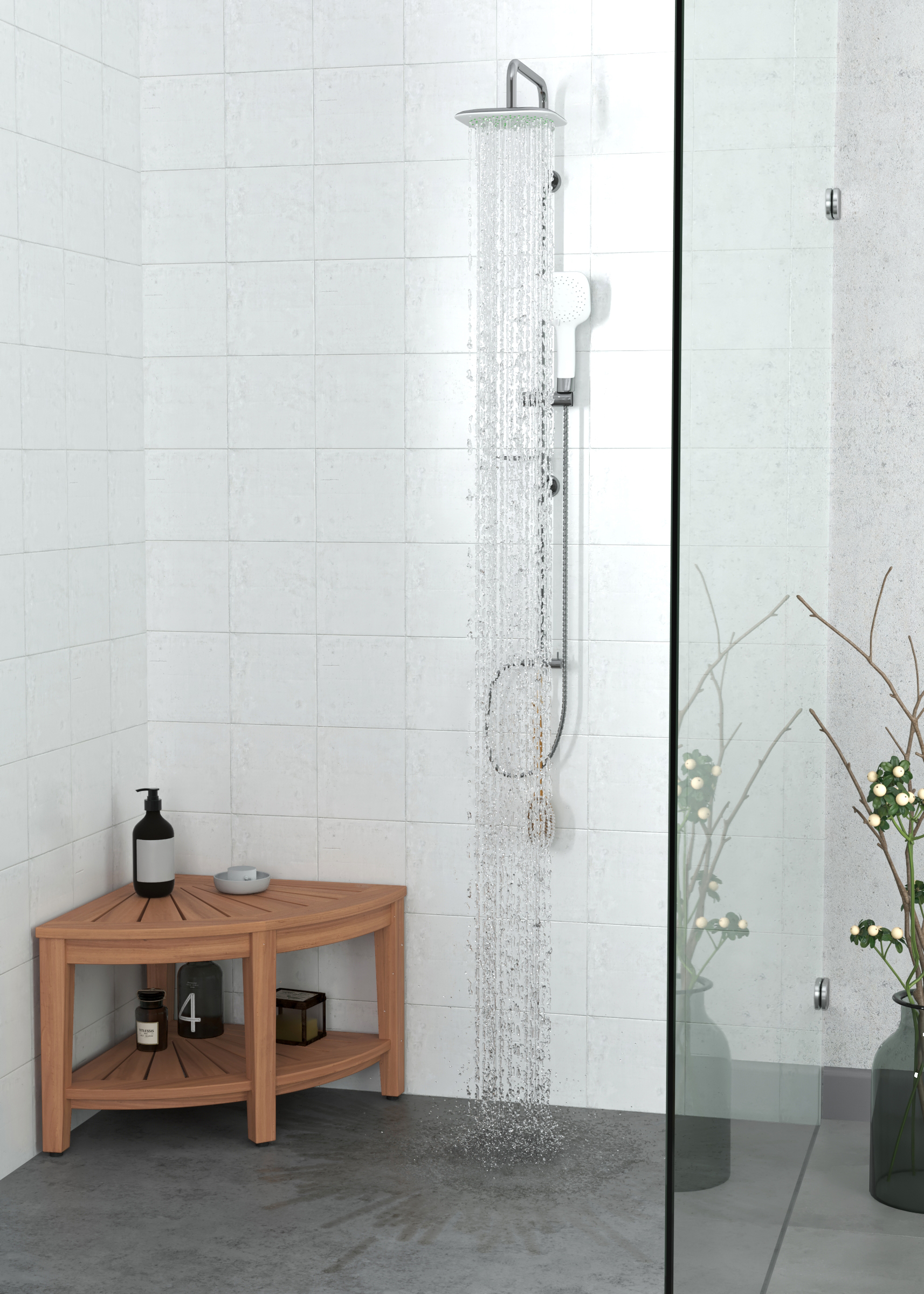 The Original Kai™ Corner Teak Bath Shelf - Luxury Teak Storage I AquaTeak