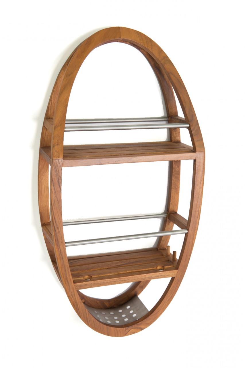 The Teak And Stainless Steel Shower Organizer