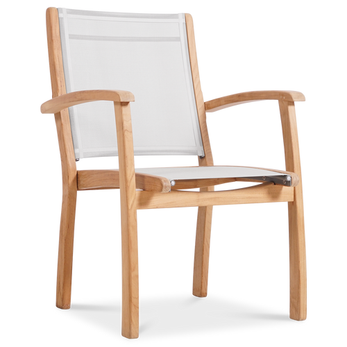 Sol Teak Sling Stacking Arm Chair