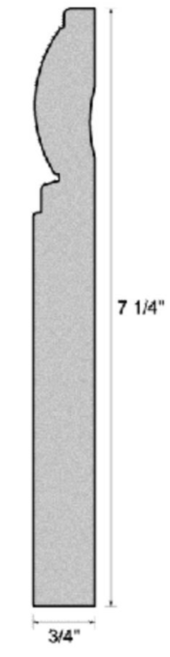 1318202 M8238G MDF Classical Baseboard 7 1/4 x 3/4 (16' Lengths)