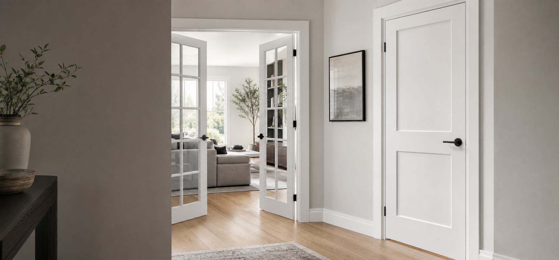 Interior door styles displayed in a finished Toronto-area home