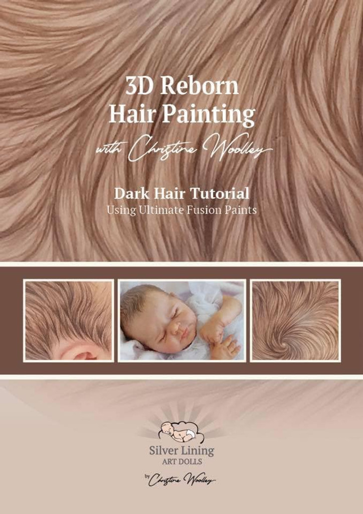 Brown Hair Tutorial Set for 3-D Reborn Hair Painting by Christine Woolley