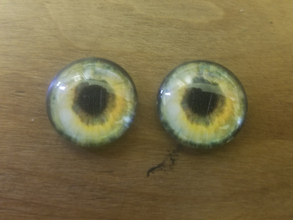 Fantasy Glass Cabochon Hand Printed Eyes Flat Back Greens 18 MM
