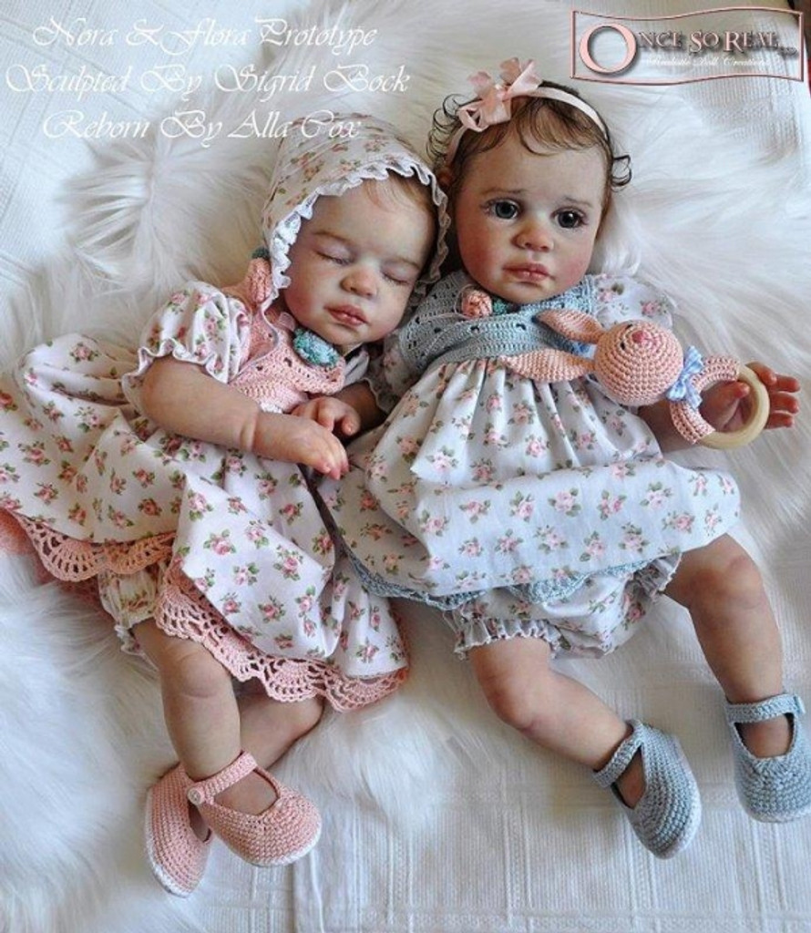Nora and Flora Vinyl Reborn Twin Set Doll Kits by Sigrid Bock