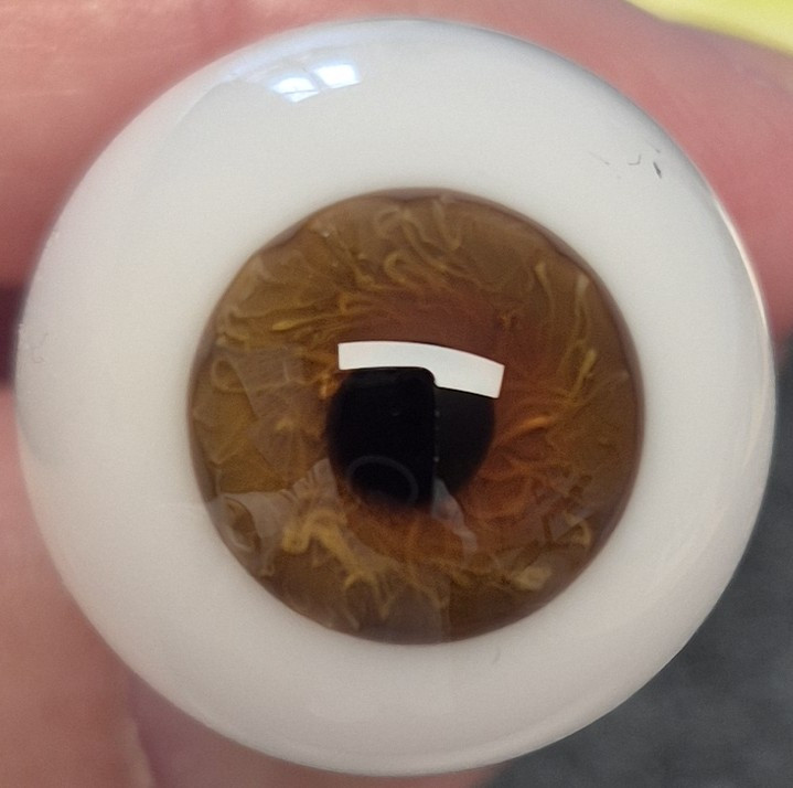 German Glass Eyes: Lifelike Full Round Mouth Blown Light Brown  MA09