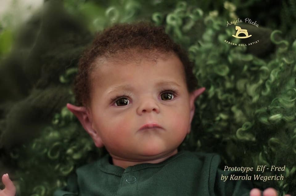 Fred the Baby Elf Reborn Vinyl Doll Kit by Karola Wegerich 21