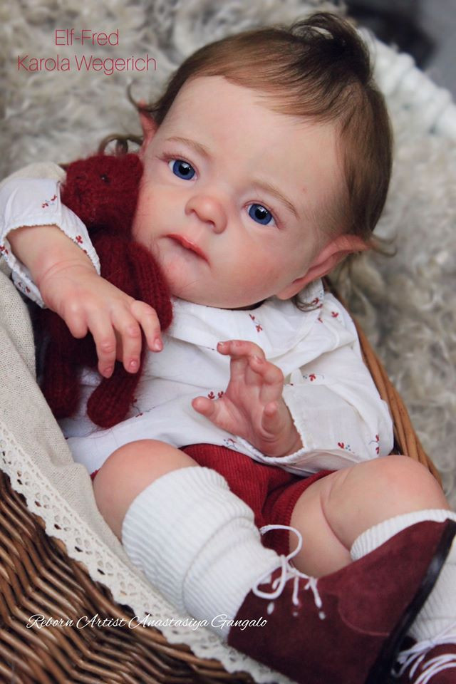 Fred the Baby Elf Reborn Vinyl Doll Kit by Karola Wegerich 21