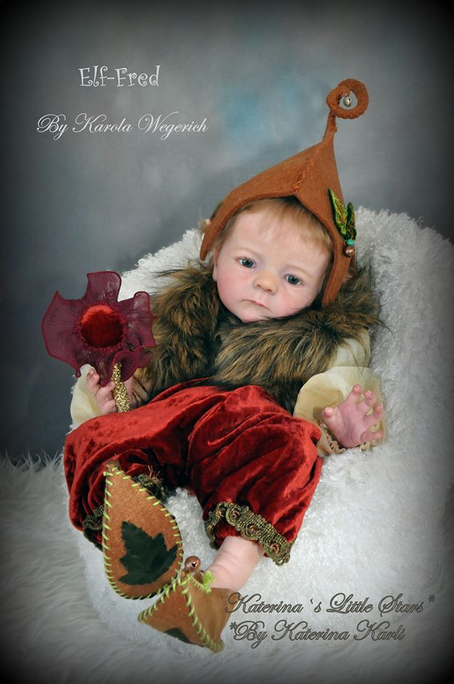 Fred the Baby Elf Reborn Vinyl Doll Kit by Karola Wegerich 21"