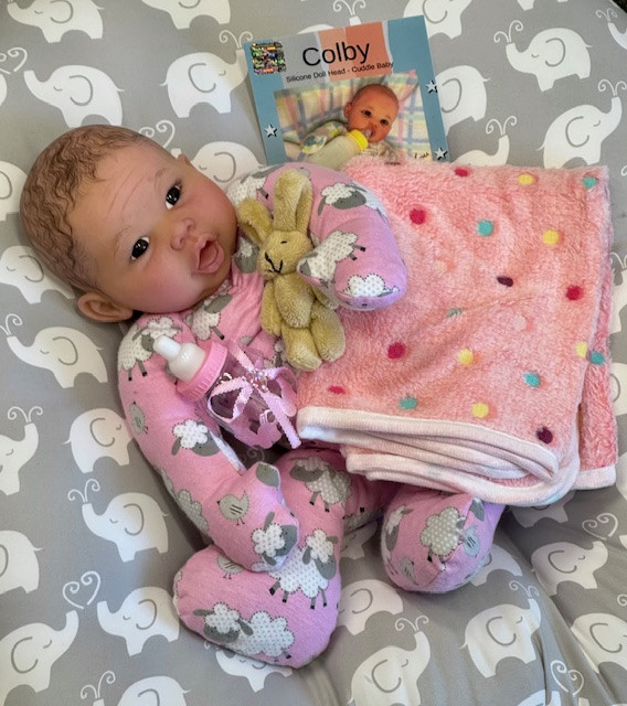 Colby Silicone Reborn CUDDLE BABY Ethnic Skin Tone by Ping Lau Ready to Go Pink Sheep  18"