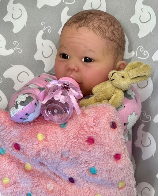 Colby Silicone Reborn CUDDLE BABY Ethnic Skin Tone by Ping Lau Ready to Go Pink Sheep  18"