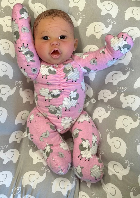 Colby Silicone Reborn CUDDLE BABY Ethnic Skin Tone by Ping Lau Ready to Go Pink Sheep  18"